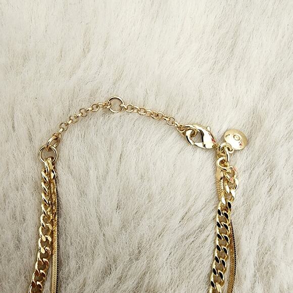 NEW J. Crew Hammered Gold T-Bar Pendant Necklace Double Strand Two Piece - Picture 7 of 8